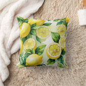 Coussin Mariage moderne citron bleu floral script (Couverture)