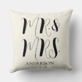 Coussin Mariage Moderne Cream Mr et Mrs Script (Verso)