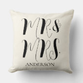 Coussin Mariage Moderne Cream Mr et Mrs Script (Recto)