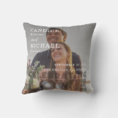 Coussin Mariage Moderne Élégant Photo en Noir et Blanc (Verso)