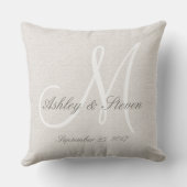 Coussin Mariage moderne Monogramme Linge rustique Look (Verso)