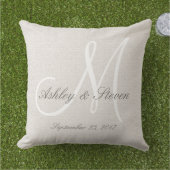 Coussin Mariage moderne Monogramme Linge rustique Look (Herbe)