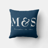 Coussin Mariage Moderne Script Bleu Marine (Verso)