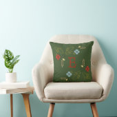 Coussin Mariage Monogram Dark Green Flowers (Chaise)