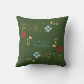 Coussin Mariage Monogram Dark Green Flowers (Verso)