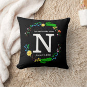 Coussin Mariage Monogramme avec couronne colorée (Couverture)