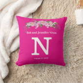 Coussin Mariage Monogramme avec Fleurs roses (Couverture)