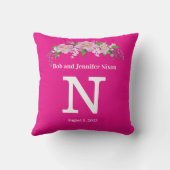 Coussin Mariage Monogramme avec Fleurs roses (Verso)