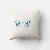 Coussin Mariage monogramme couple nom simple styl turquois (Verso)