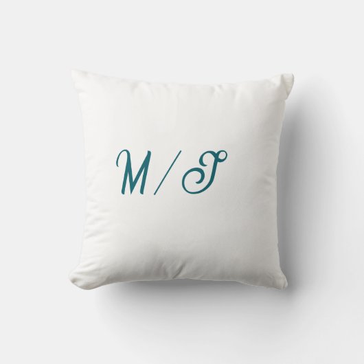 Coussin Mariage monogramme couple nom simple styl turquois (Recto)