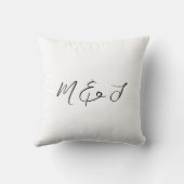 Coussin Mariage Monogramme moderne blanc noir (Verso)