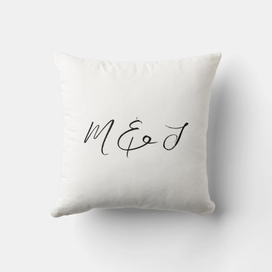Coussin Mariage Monogramme moderne blanc noir (Verso)