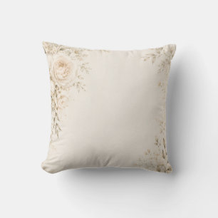 Coussin Mariage Neutre avec Fleurs Raffinées