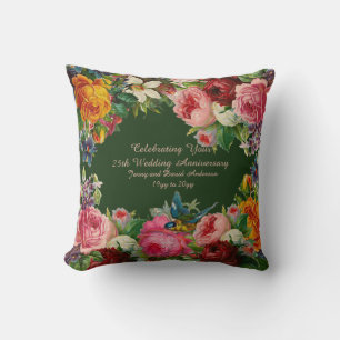 Coussin Mariage N'IMPORTE QUEL Anniversaire Vintage Floral