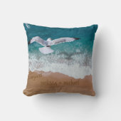 Coussin Mariage 🌴💍 Noms de couples écrits dans le sable (Recto)