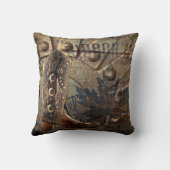Coussin mariage occidental de cowboy de roues grunges (Verso)