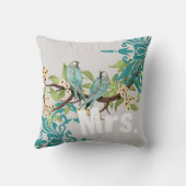 Coussin Mariage oiseaux Turquoises Vintages Damas et fleur (Verso)