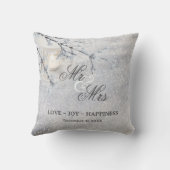 Coussin Mariage ou anniversaire d'hiver de neige mousseuse (Verso)