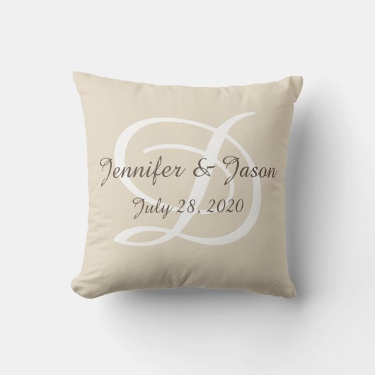 coussin Mariage ou anniversaire monogrammaire (Recto)