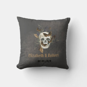 Coussin Mariage Papillons Crâne Fleur Gothique 