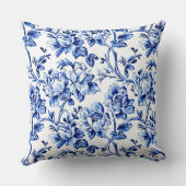 Coussin Mariage personnalisé bleu et blanc à motif toile d (Verso)