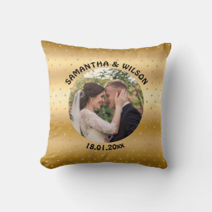 Coussin Mariage personnalisé Glittery Gold Arrière - pla