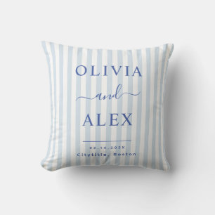 Coussin Mariage Personnalisé Minimaliste et Chic Bleu Fran