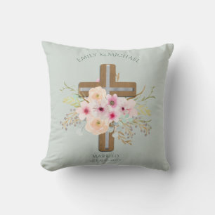 Coussin Mariage personnalisé ou Croix florale de l'anniver