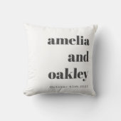 Coussin Mariage Personnalisé Rétro Minimaliste Noir et Bla (Recto)