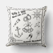 Coussin Mariage personnalisé sur la plage, thème nautique (Recto)