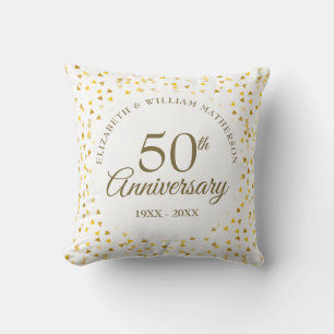 Coussin Mariage Photo 50e anniversaire Coeurs d'or