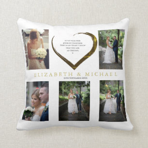 Coussin Mariage Photo Collage simple Citation de coeur