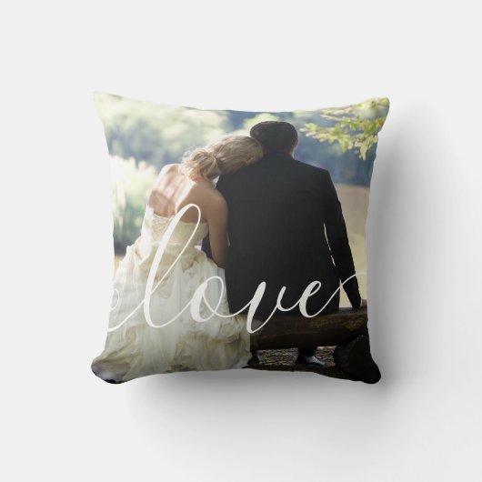 Coussin Mariage Photo Script Love Monogramme (Recto)