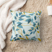 Coussin Mariage Romantique Elegant Blue Gold Leaf (Couverture)