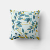 Coussin Mariage Romantique Elegant Blue Gold Leaf (Recto)