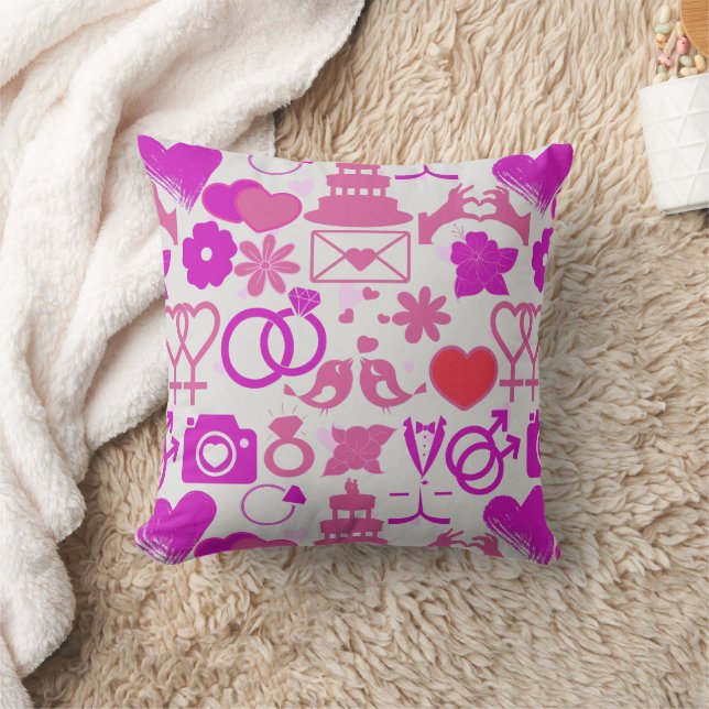 Coussin Mariage rose ornements motif 03 (Couverture)