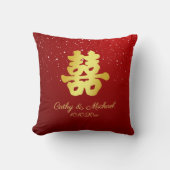 Coussin Mariage rouge flocon de neige double bonheur (Recto)