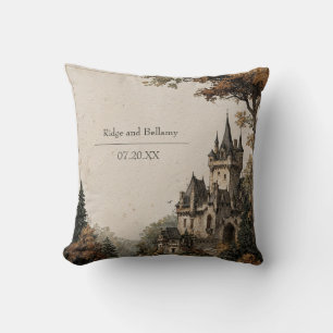 Coussin Mariage Rustique en Forêt d'Automne dans un Châtea