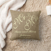 Coussin Mariage rustique Keepsaké Jeter Monogramme de l'or (Couverture)