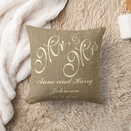 Coussin Mariage rustique Keepsaké Jeter Monogramme de l'or (Couverture)