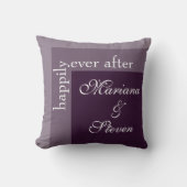 Coussin Mariage simple moderne chic écriture violet (Recto)