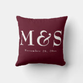 Coussin Mariage Simple Moderne Chic Script Bourgogne (Verso)