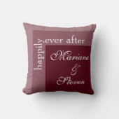 Coussin Mariage Simple Moderne Chic Script Bourgogne (Recto)