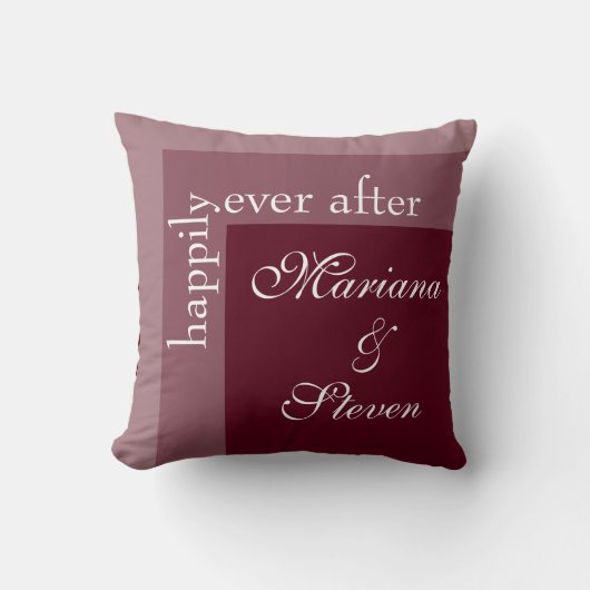 Coussin Mariage Simple Moderne Chic Script Bourgogne (Recto)