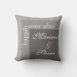 Coussin Mariage simple moderne gris écriture