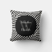 Coussin Mariage tendance Monogramme noir et blanc (Recto)