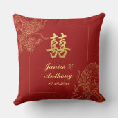 Coussin Mariage traditionnel chinois rouge Dragon Phénix (Verso)