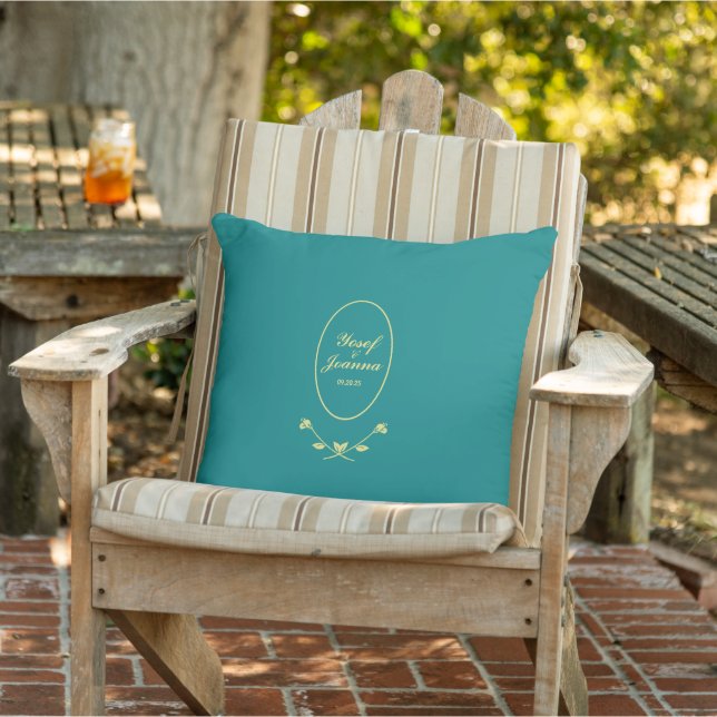 Coussin Mariage turquoise et Gold (Chaise)