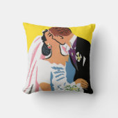 Coussin Mariage Vintage, Mariés s'embrassant (Recto)