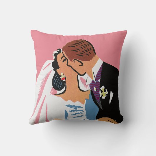 Coussin Mariage Vintage, Mariés s'embrassant (Verso)